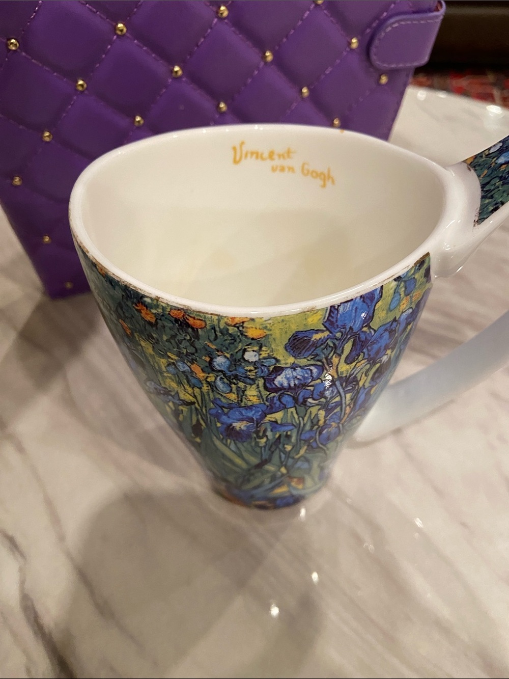 Iris Floral Porcelain Coffee Mug — Blue Design